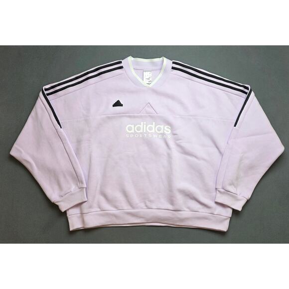 NEW Adidas Tiro Cut 3 Stripes Womens XL Fleece Sweatshirt Ice Lavender Purple - Picture 2 of 7